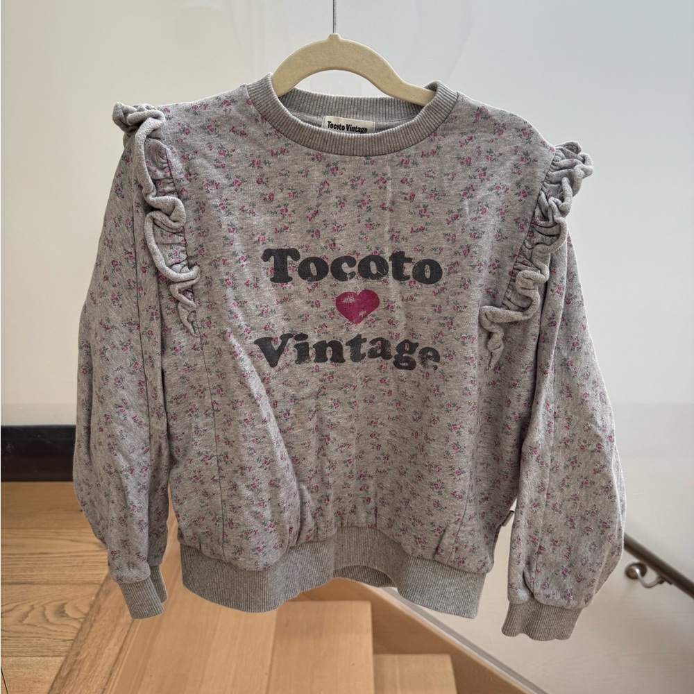 Gray Floral Sweatshirt Tocoto Vintage kids